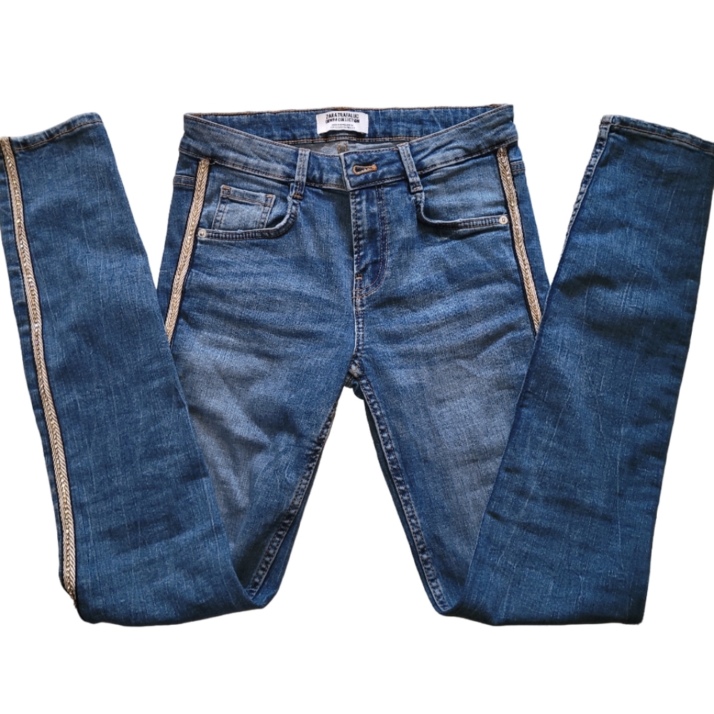 Zara Rhinestone Side Panel Jeans